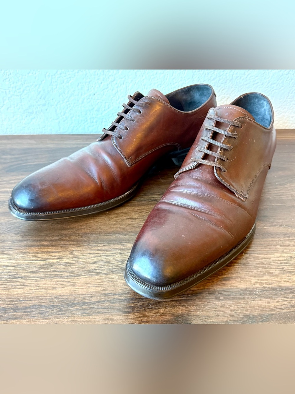 To Boot New York Adam Derrick Men's Brown Leather Plain-Toe Derbys
